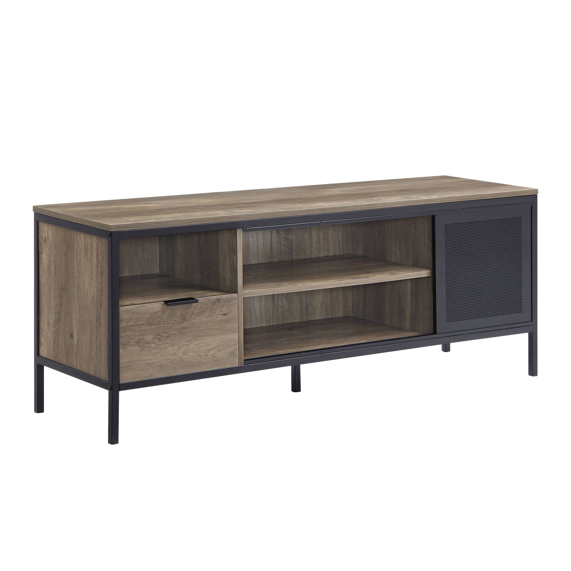 Nantan Rustic Oak & Black Finish TV Stand - 1st Choice Furniture Direct