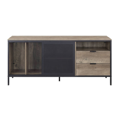 Nantan Rustic Oak & Black Finish TV Stand - 1st Choice Furniture Direct
