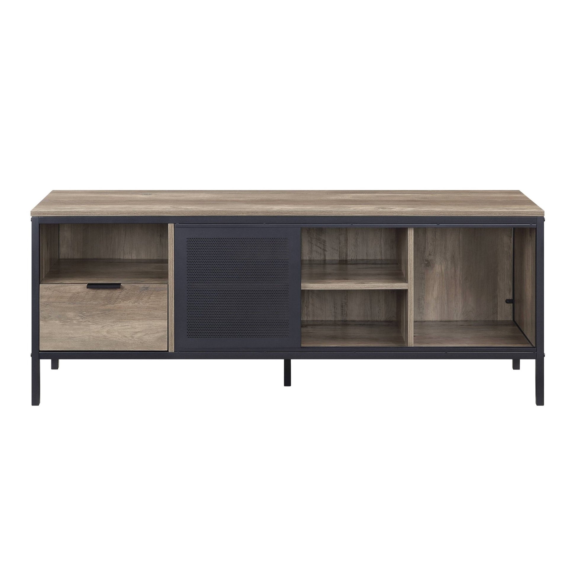 Nantan Rustic Oak & Black Finish TV Stand - 1st Choice Furniture Direct