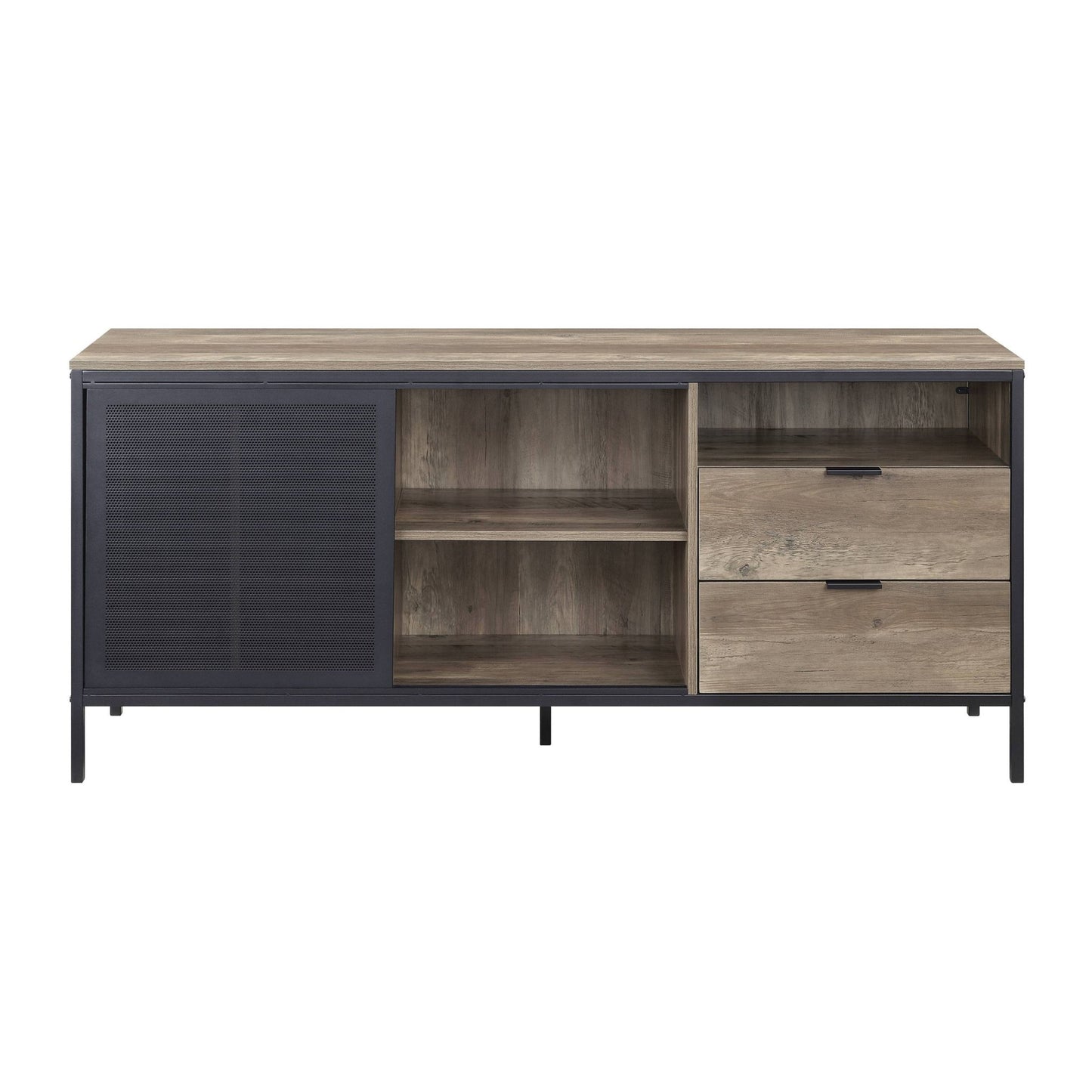 Nantan Rustic Oak & Black Finish TV Stand - 1st Choice Furniture Direct