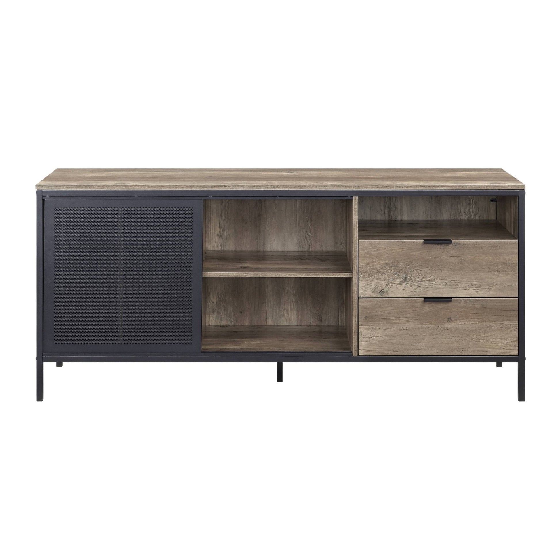 Nantan Rustic Oak & Black Finish TV Stand - 1st Choice Furniture Direct