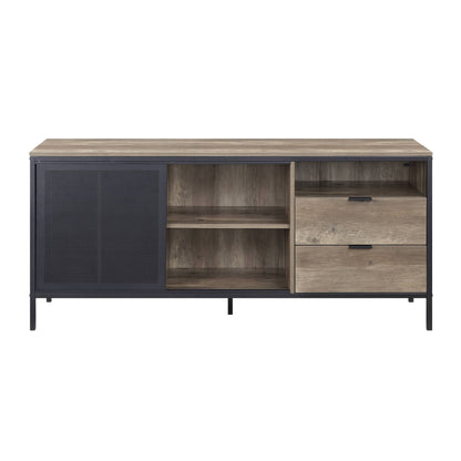 Nantan Rustic Oak & Black Finish TV Stand - 1st Choice Furniture Direct