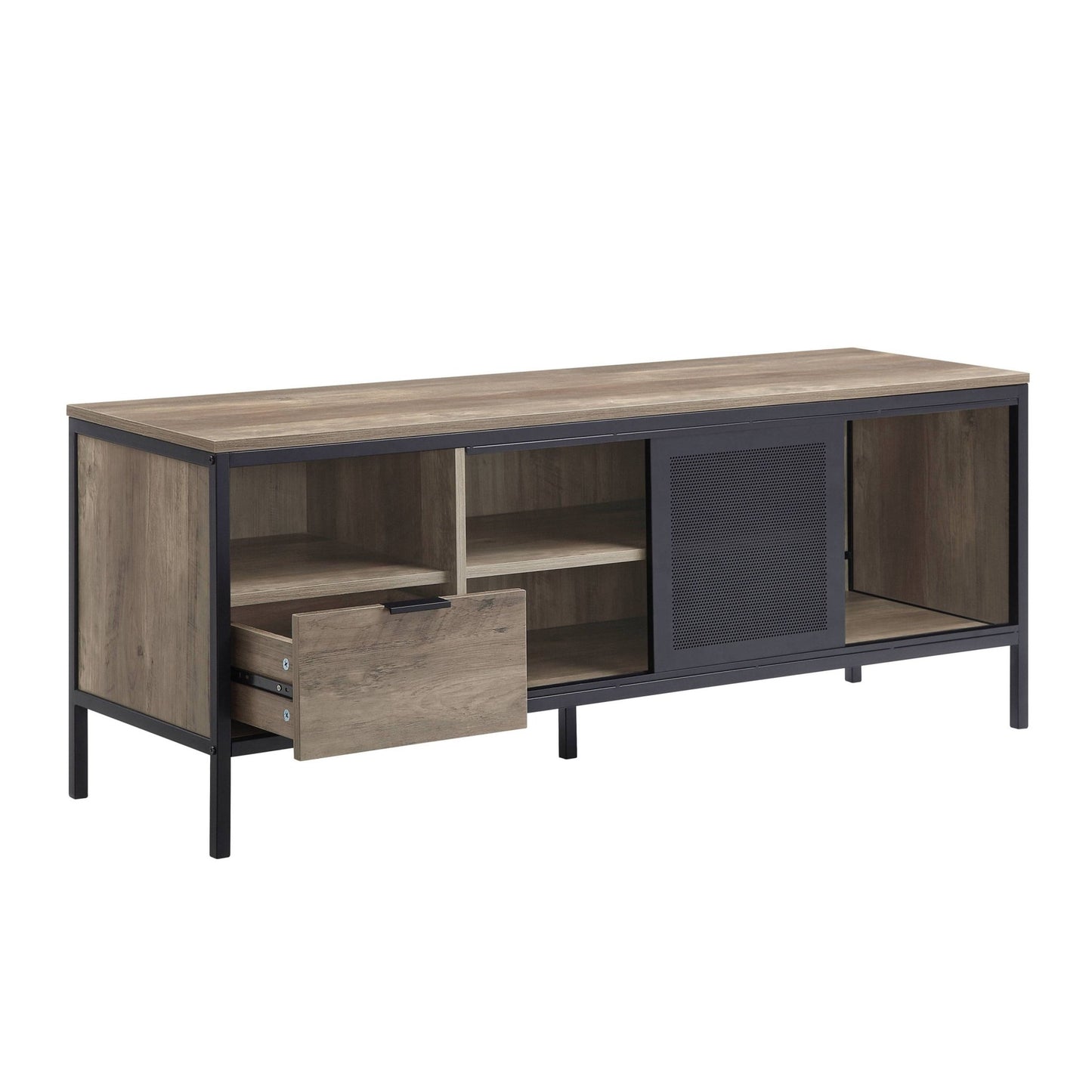 Nantan Rustic Oak & Black Finish TV Stand - 1st Choice Furniture Direct