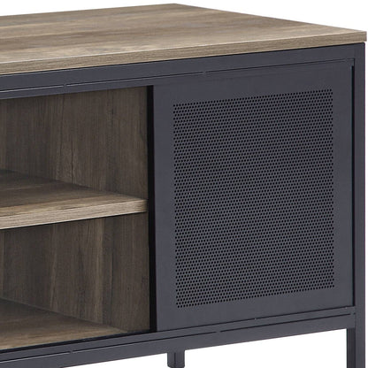 Nantan Rustic Oak & Black Finish TV Stand - 1st Choice Furniture Direct