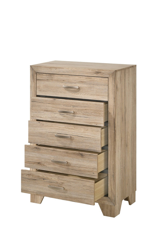 Natural 5-Drawer Chest with Wood Legs - 1st Choice Furniture Direct