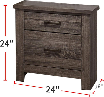 Natural Finish Striking Wooden Nightstand Bedside Table 2x Drawers Storage bedroom Furniture - 1st Choice Furniture Direct