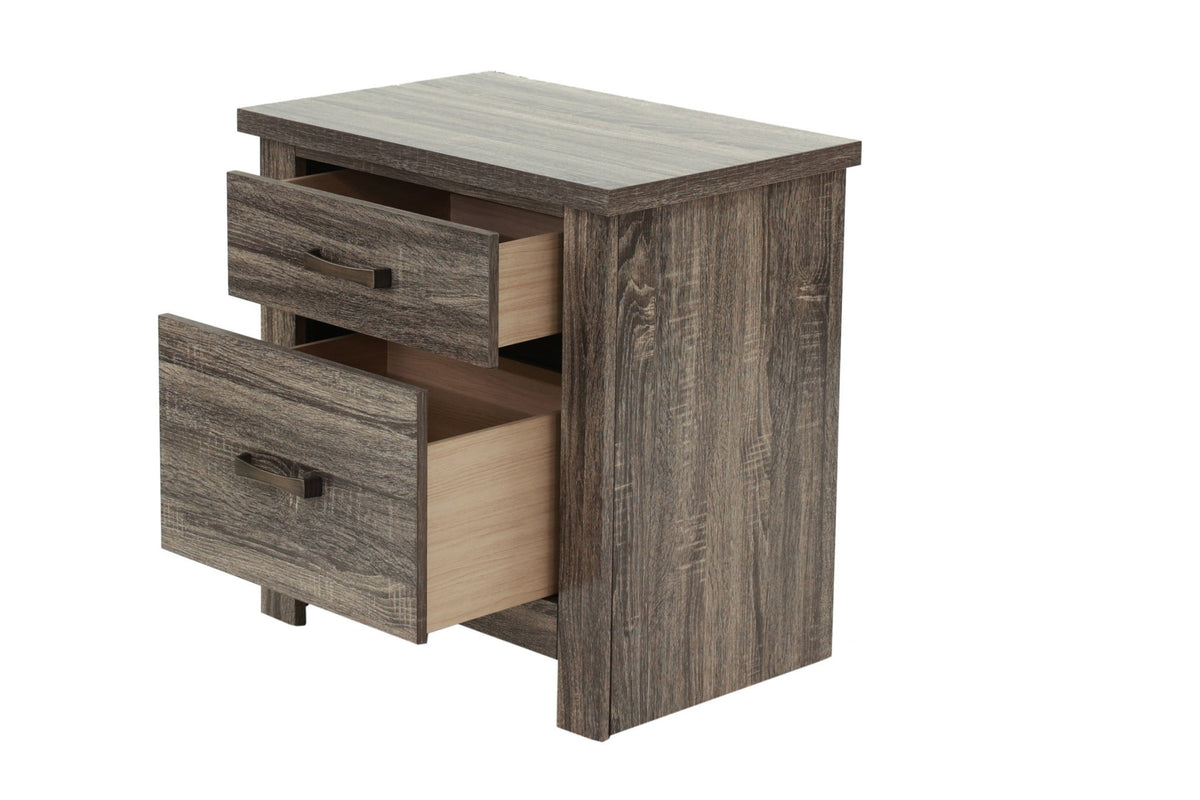 Natural Finish Striking Wooden Nightstand Bedside Table 2x Drawers Storage bedroom Furniture - 1st Choice Furniture Direct