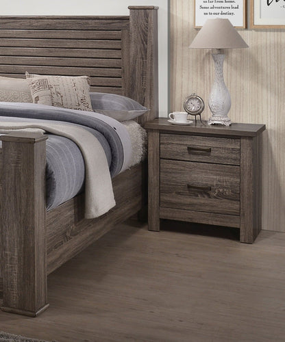 Natural Finish Striking Wooden Nightstand Bedside Table 2x Drawers Storage bedroom Furniture - 1st Choice Furniture Direct