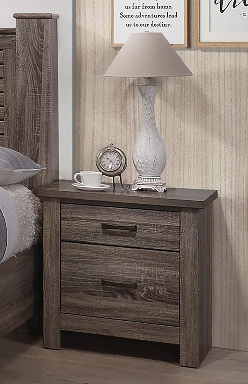 Natural Finish Striking Wooden Nightstand Bedside Table 2x Drawers Storage bedroom Furniture - 1st Choice Furniture Direct