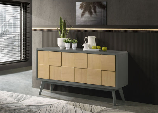 Natural & Gray Dining Server with Storage - 1st Choice Furniture Direct