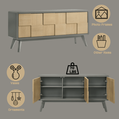 Natural & Gray Dining Server with Storage - 1st Choice Furniture Direct