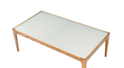 Natural Wood Coffee Table with Frosted Tempered Glass Top - 1st Choice Furniture Direct