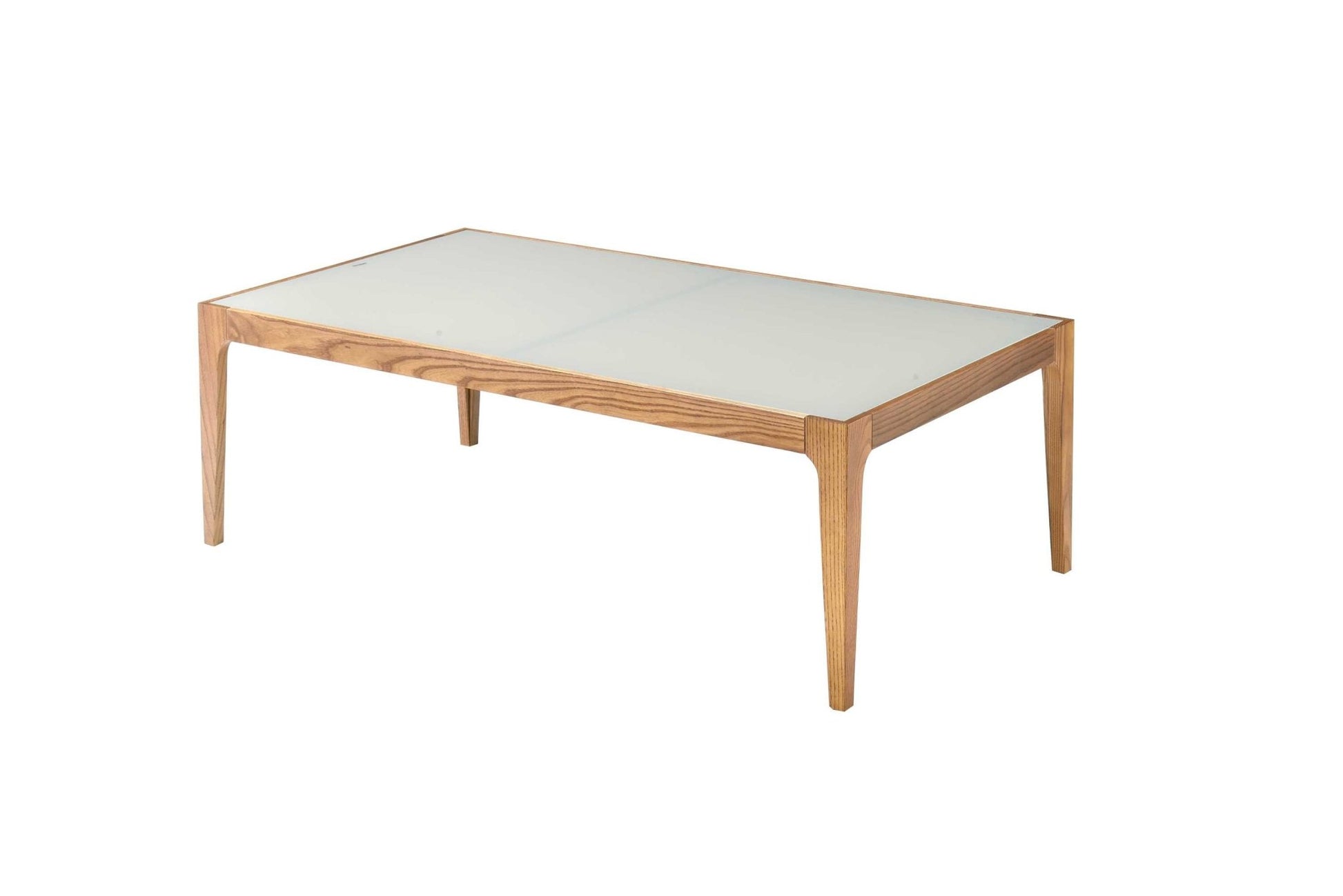 Natural Wood Coffee Table with Frosted Tempered Glass Top - 1st Choice Furniture Direct