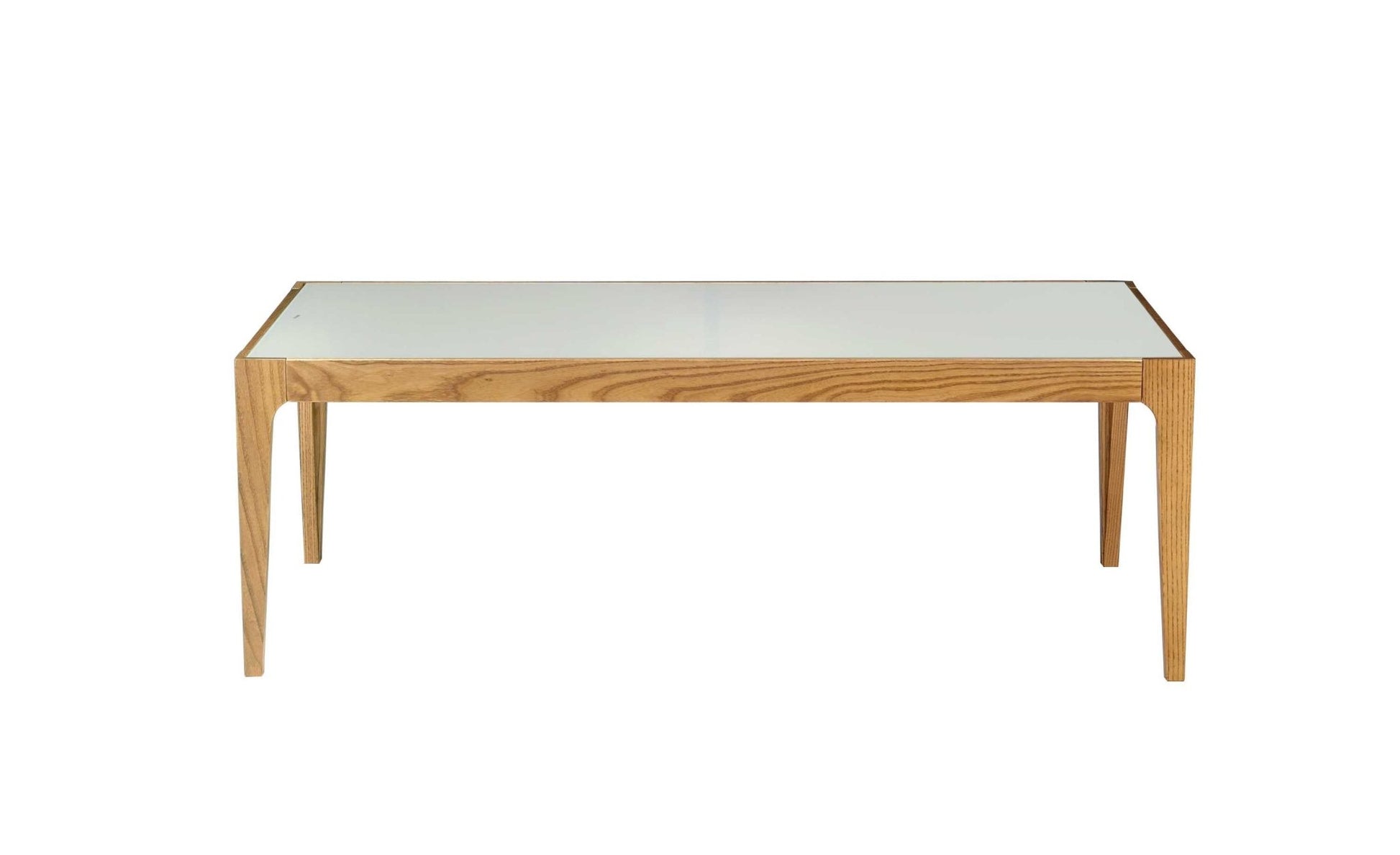 Natural Wood Coffee Table with Frosted Tempered Glass Top - 1st Choice Furniture Direct