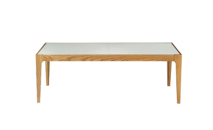 Natural Wood Coffee Table with Frosted Tempered Glass Top - 1st Choice Furniture Direct