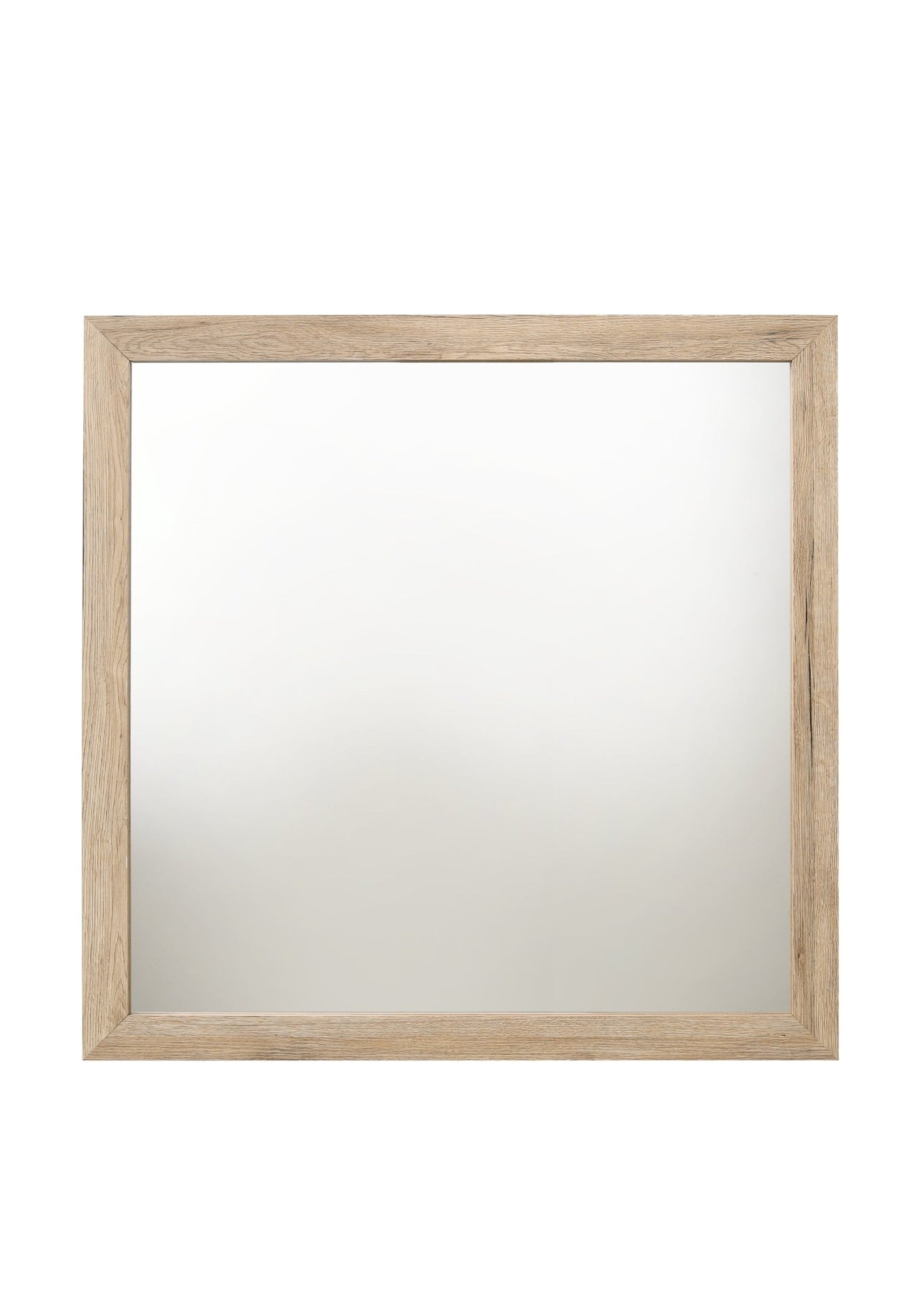 Natural Wood Framed Square Mirror with Decorative Molding Trim - 1st Choice Furniture Direct