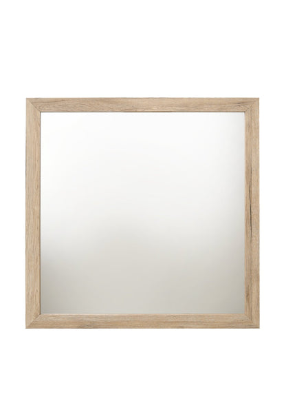 Natural Wood Framed Square Mirror with Decorative Molding Trim - 1st Choice Furniture Direct