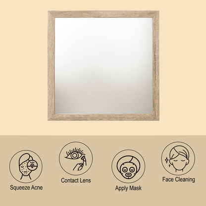Natural Wood Framed Square Mirror with Decorative Molding Trim - 1st Choice Furniture Direct