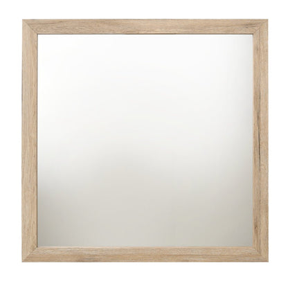Natural Wood Framed Square Mirror with Decorative Molding Trim - 1st Choice Furniture Direct