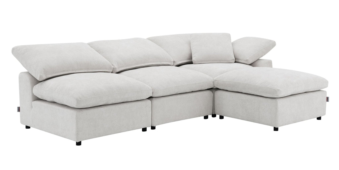 Naveen Ivory Linen 4Pcs Modular Sectional w/Ottoman - 1st Choice Furniture Direct