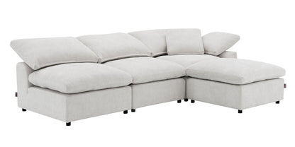 Naveen Ivory Linen 4Pcs Modular Sectional w/Ottoman - 1st Choice Furniture Direct