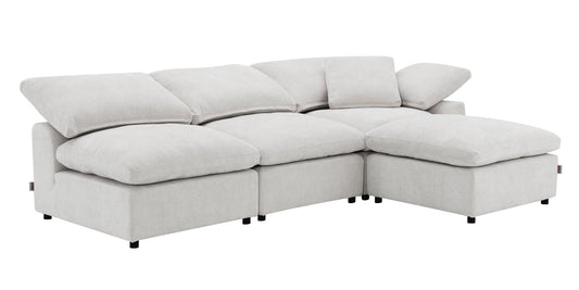 Naveen Ivory Linen 4Pcs Modular Sectional w/Ottoman - 1st Choice Furniture Direct