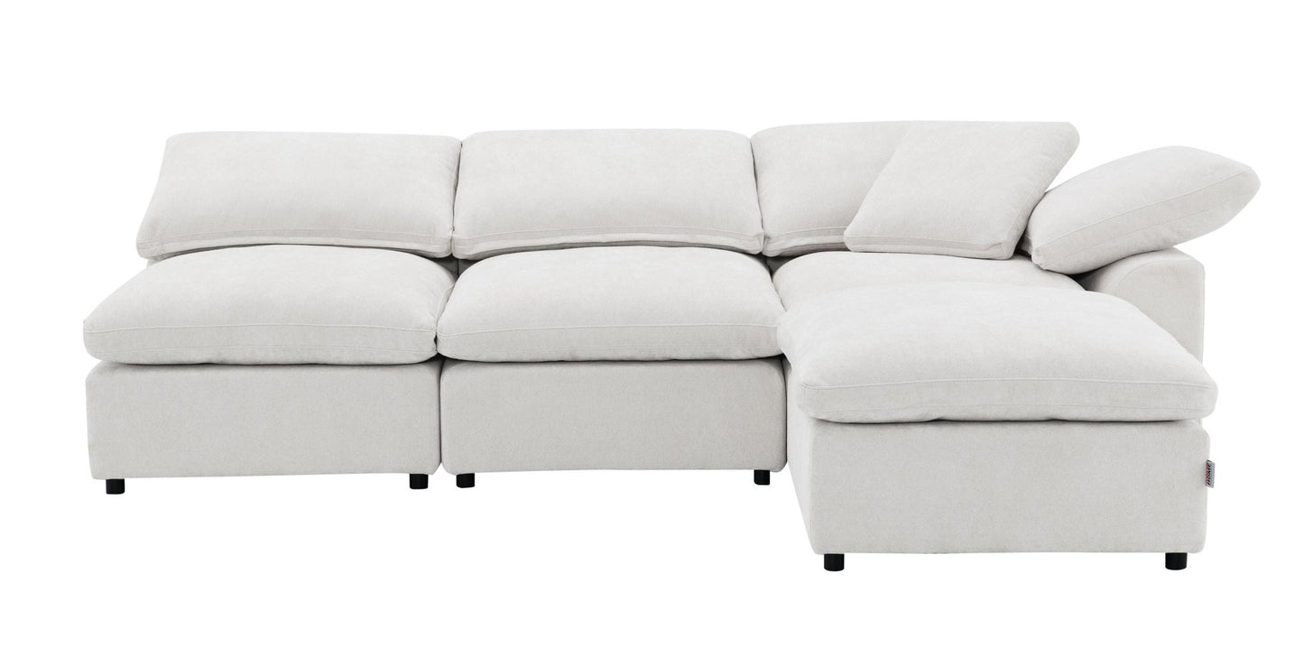Naveen Ivory Linen 4Pcs Modular Sectional w/Ottoman - 1st Choice Furniture Direct
