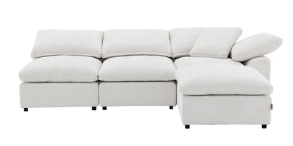 Naveen Ivory Linen 4Pcs Modular Sectional w/Ottoman - 1st Choice Furniture Direct