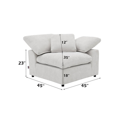 Naveen Ivory Linen 4Pcs Modular Sectional w/Ottoman - 1st Choice Furniture Direct