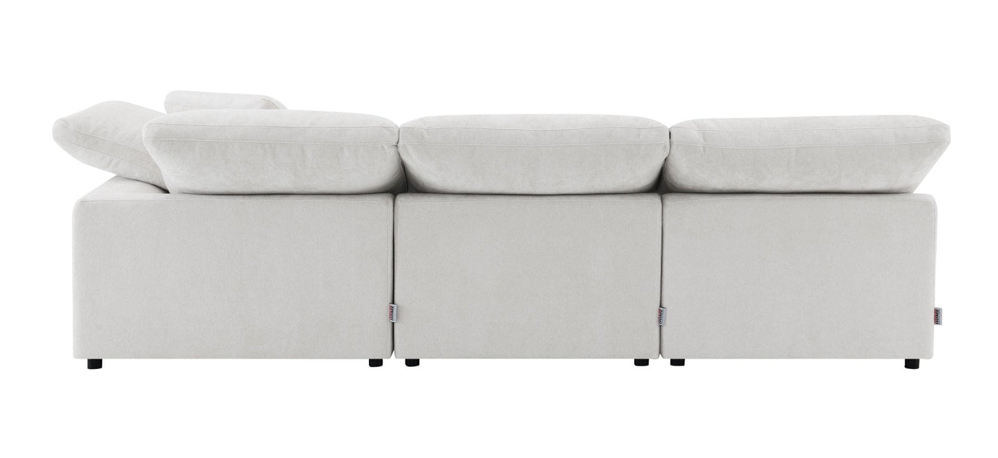 Naveen Ivory Linen 4Pcs Modular Sectional w/Ottoman - 1st Choice Furniture Direct