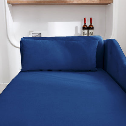 Navy Blue Chaise Lounge Indoor, Velvet Lounge Chair for Bedroom with Storage & Pillow, Modern Upholstered Rolled Arm Chase Lounge for Sleeping with Nailhead Trim for Living Room Bedroom Office - 1st Choice Furniture Direct