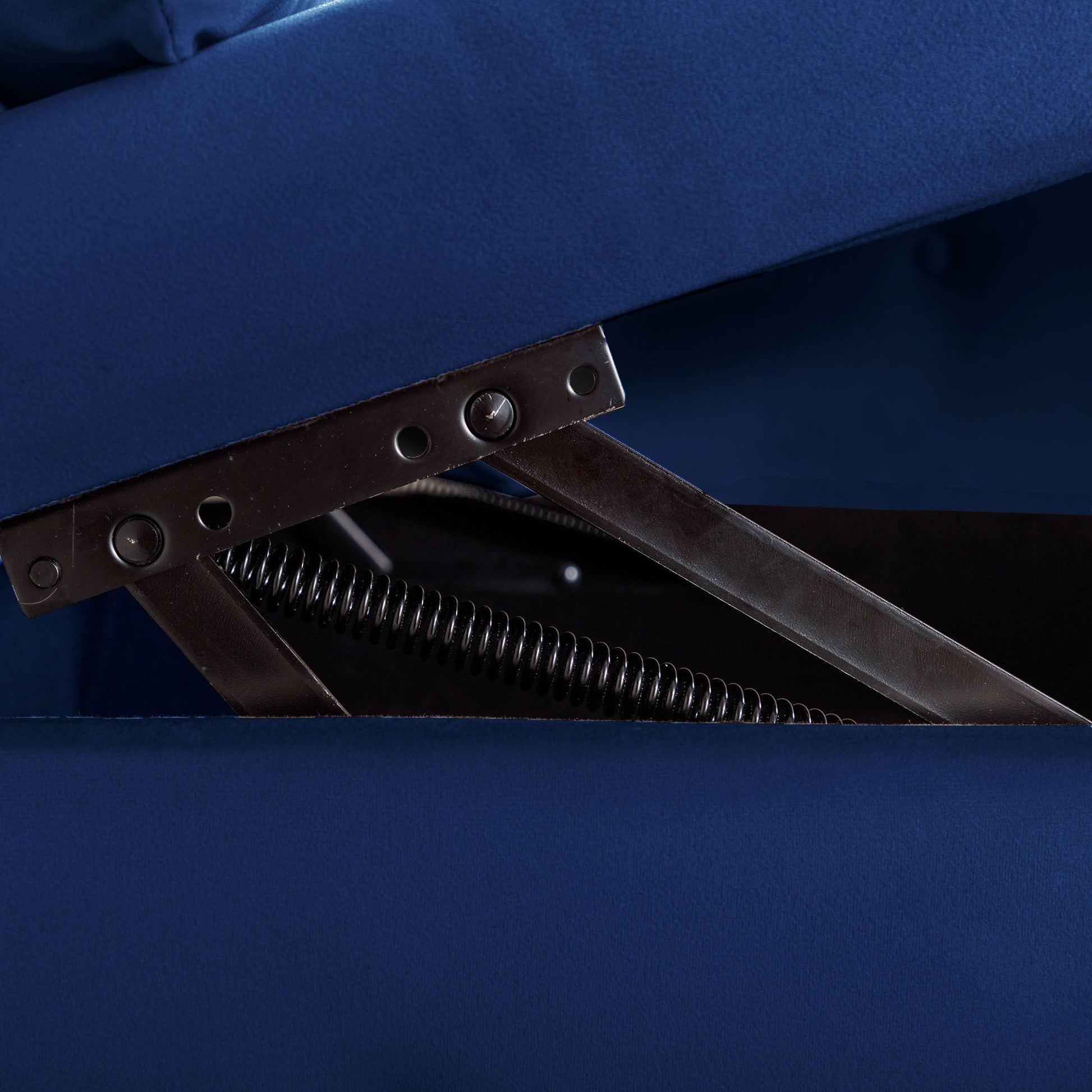 Navy Blue Chaise Lounge Indoor, Velvet Lounge Chair for Bedroom with Storage & Pillow, Modern Upholstered Rolled Arm Chase Lounge for Sleeping with Nailhead Trim for Living Room Bedroom Office - 1st Choice Furniture Direct