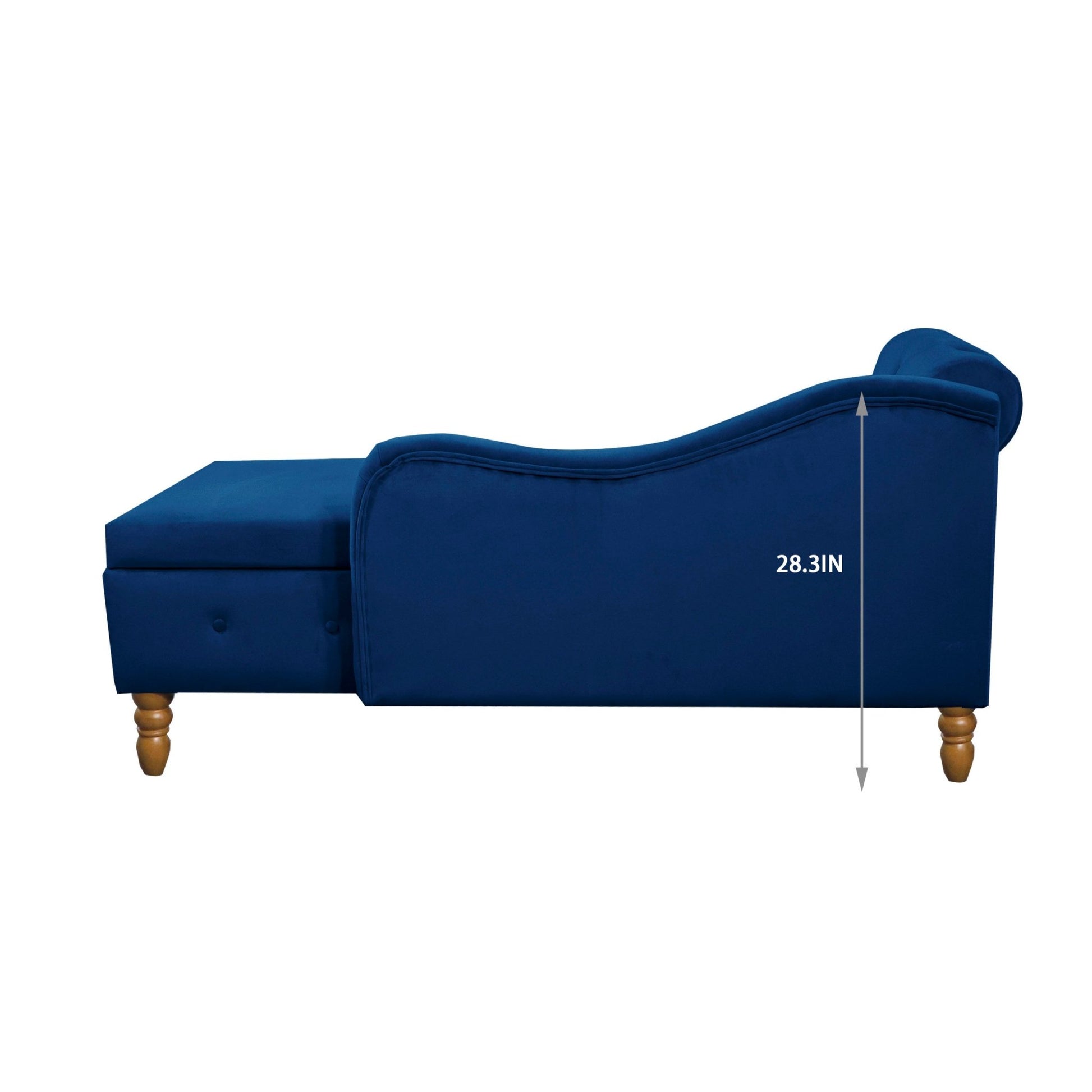 Navy Blue Chaise Lounge Indoor, Velvet Lounge Chair for Bedroom with Storage & Pillow, Modern Upholstered Rolled Arm Chase Lounge for Sleeping with Nailhead Trim for Living Room Bedroom Office - 1st Choice Furniture Direct