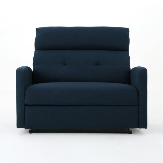 Navy Blue Push Back Reclining Loveseat with Tufted Upholstery - 1st Choice Furniture Direct