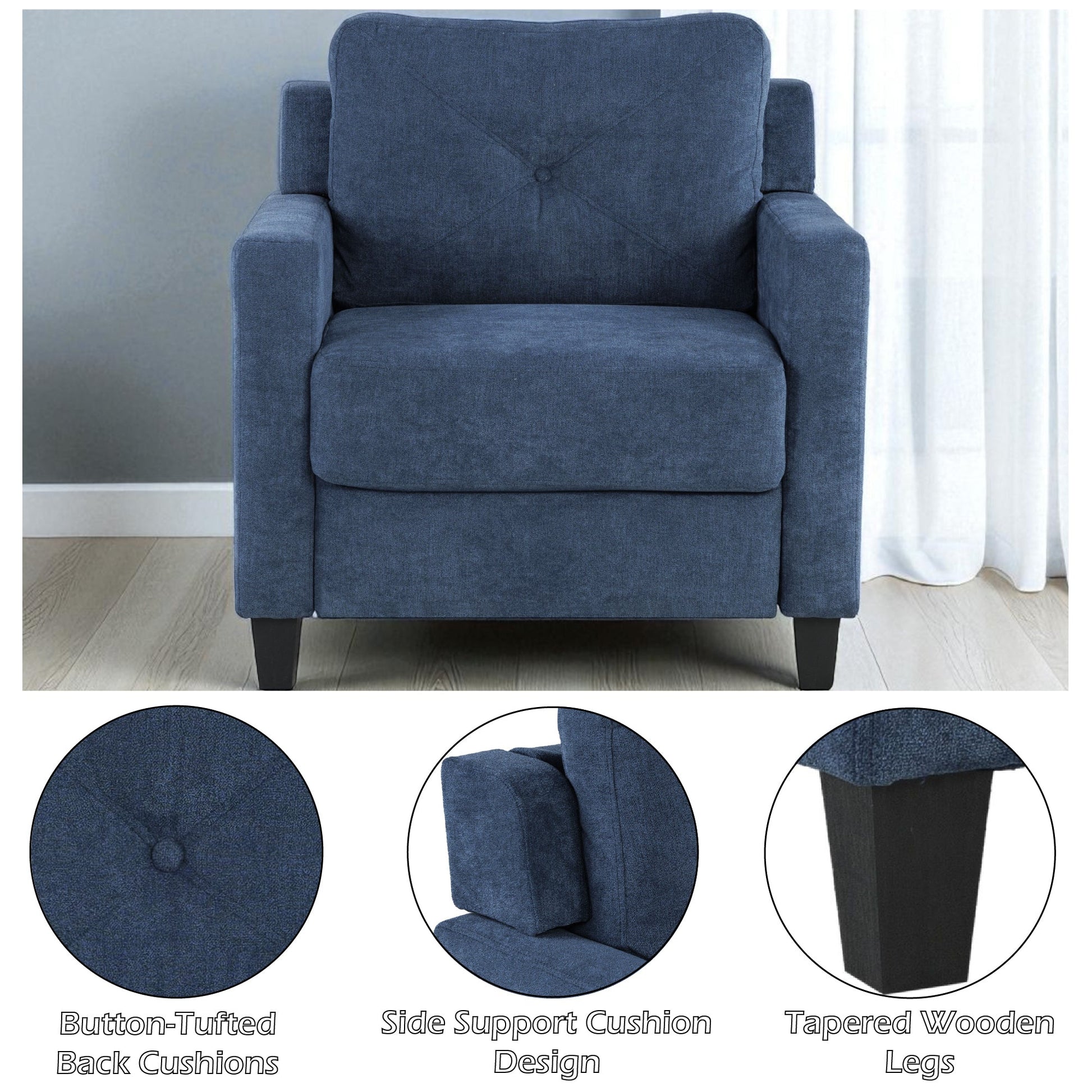Navy Chenille Chair - 1st Choice Furniture Direct