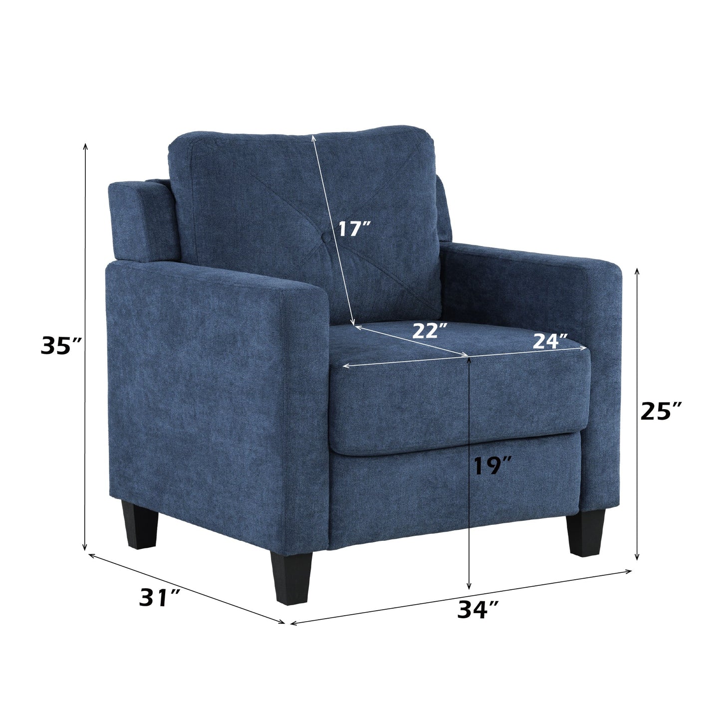 Navy Chenille Chair - 1st Choice Furniture Direct