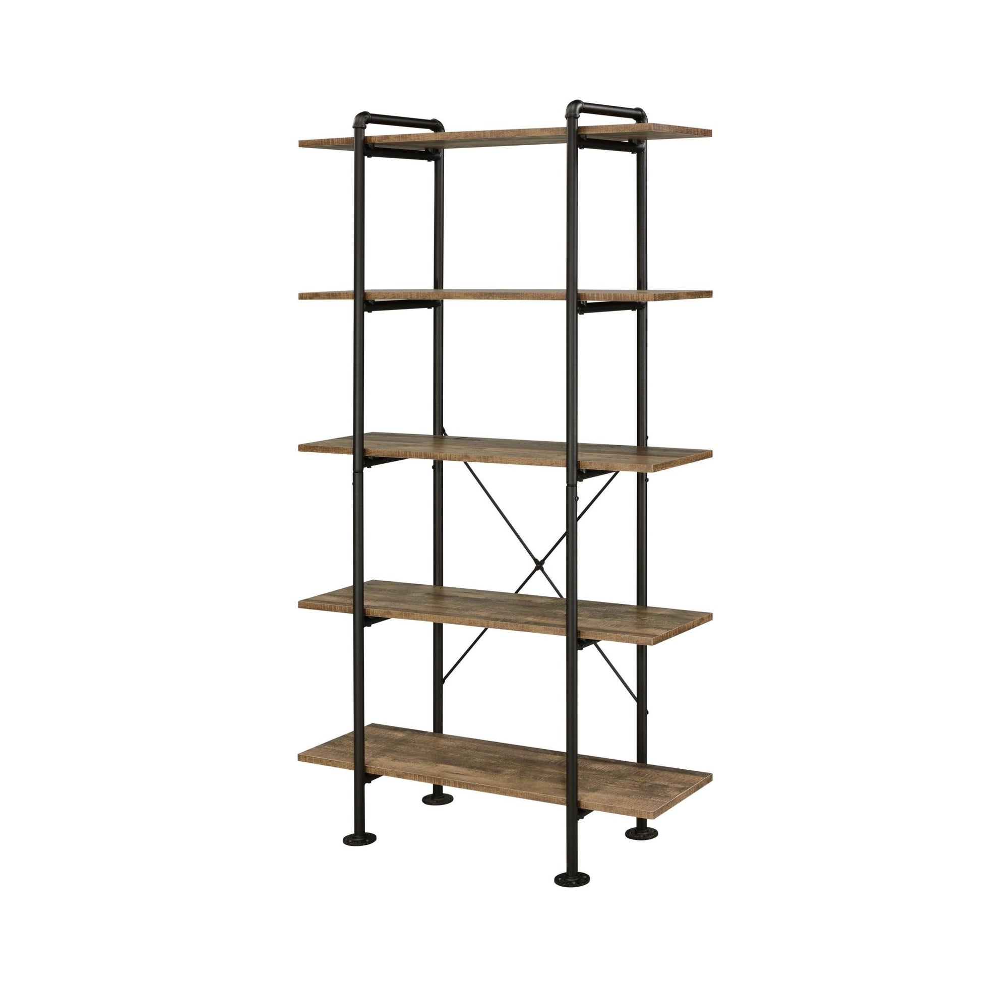 Nefo Rustic Oak & Black Finish Bookshelf - 1st Choice Furniture Direct