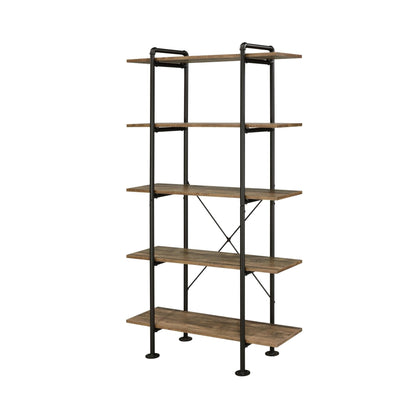Nefo Rustic Oak & Black Finish Bookshelf - 1st Choice Furniture Direct