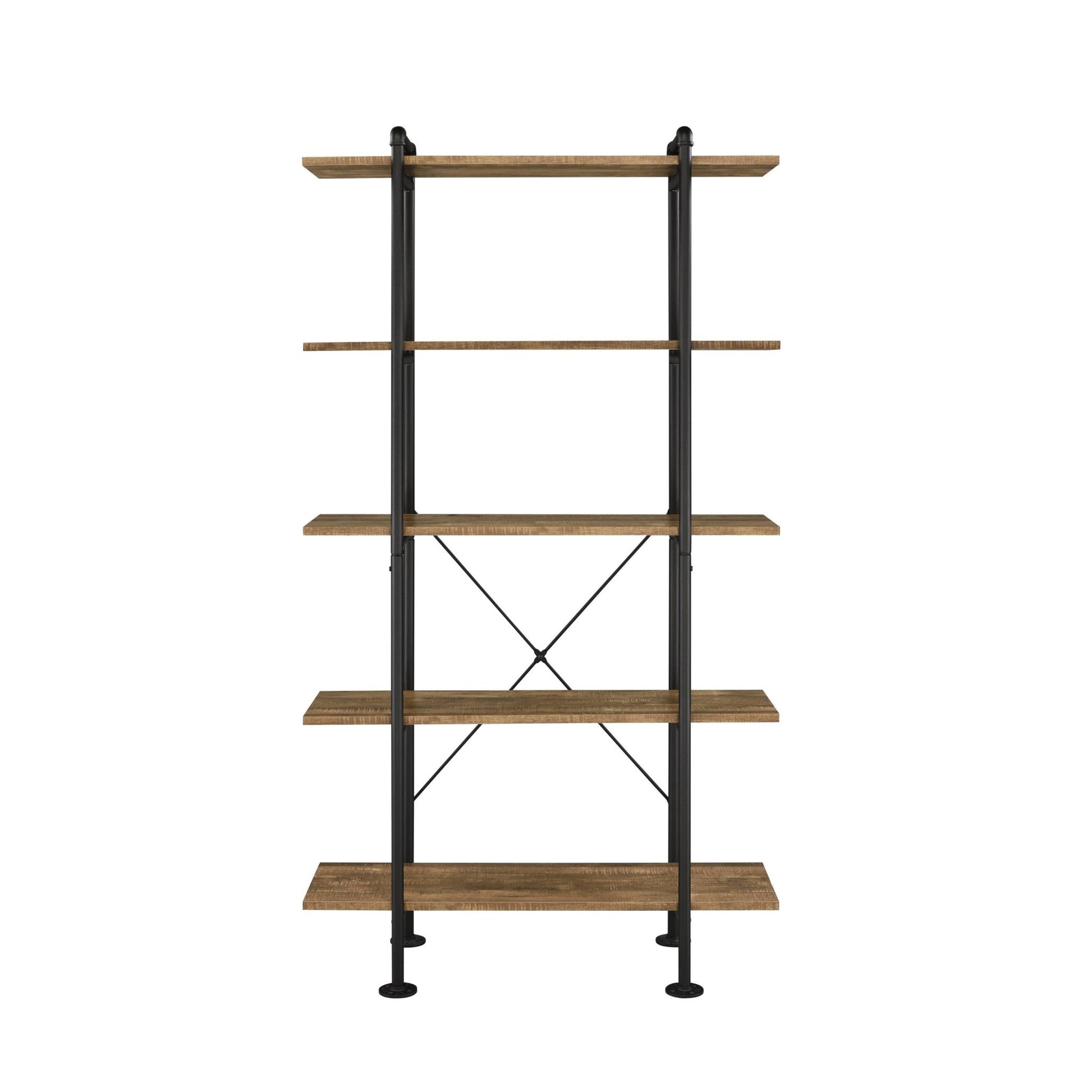 Nefo Rustic Oak & Black Finish Bookshelf - 1st Choice Furniture Direct