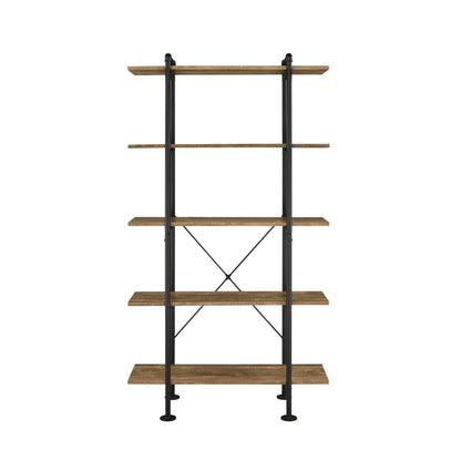 Nefo Rustic Oak & Black Finish Bookshelf - 1st Choice Furniture Direct