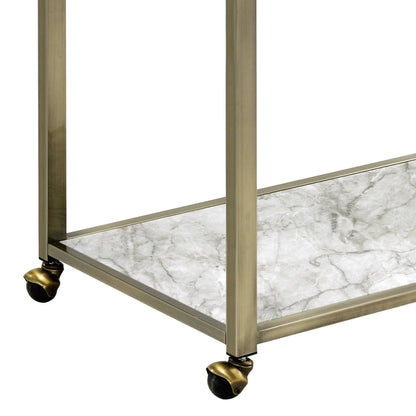 Neilo Clear Glass, Faux Marble Top & Wire Brass Finish Serving Cart - 1st Choice Furniture Direct