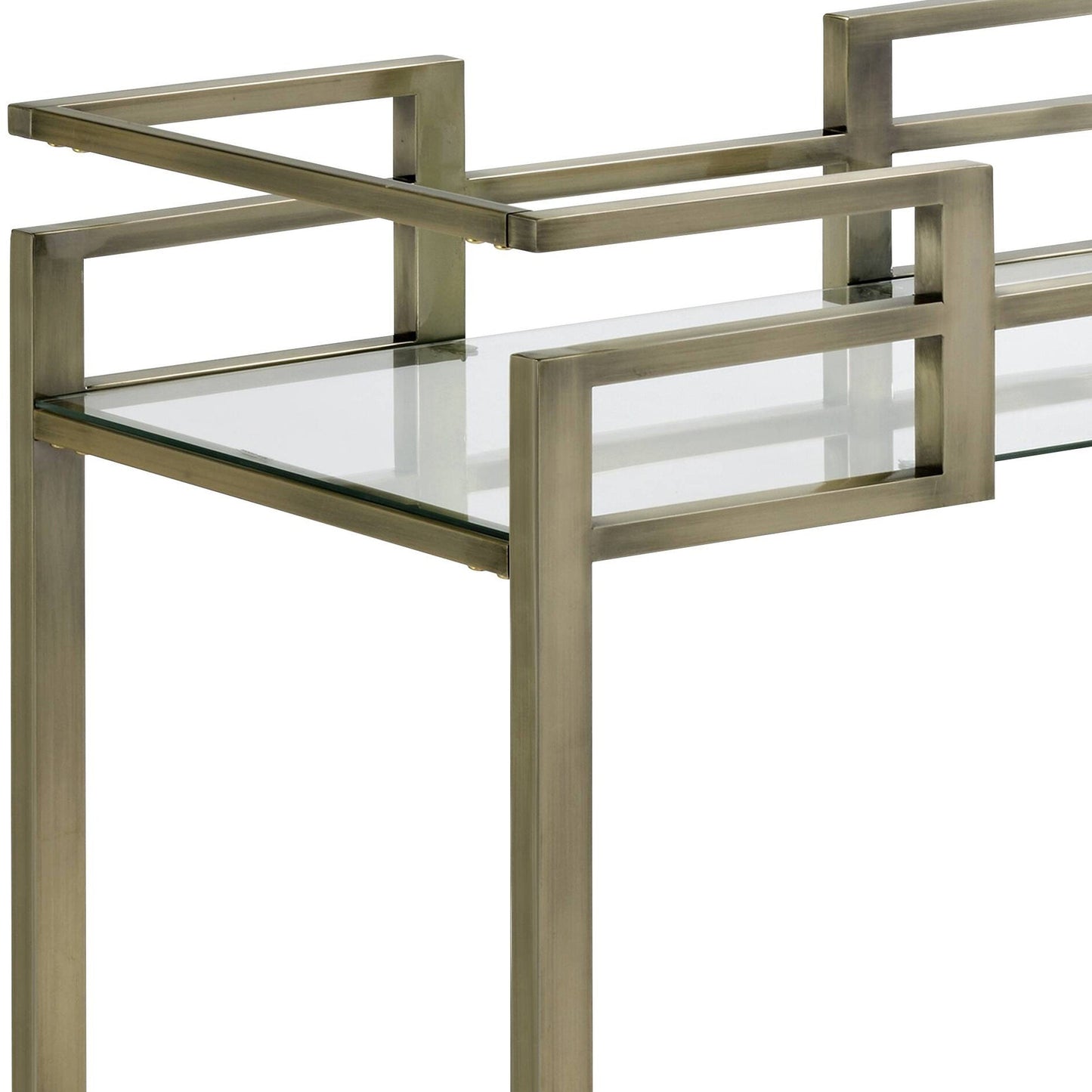 Neilo Clear Glass, Faux Marble Top & Wire Brass Finish Serving Cart - 1st Choice Furniture Direct