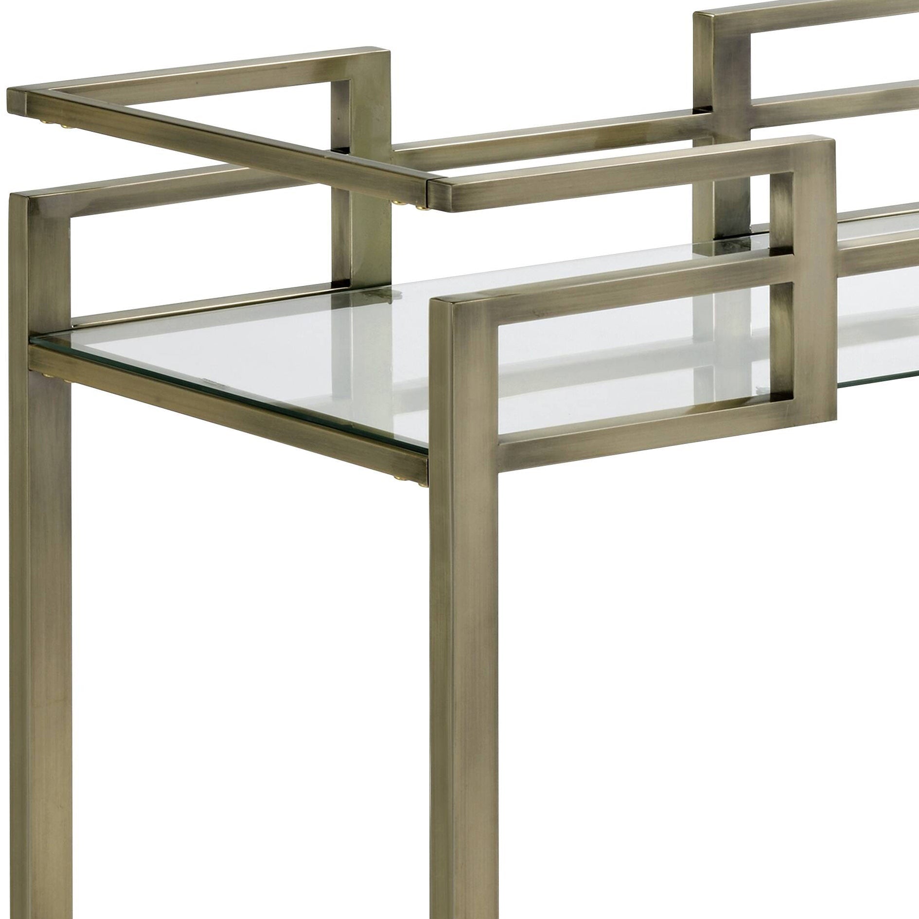 Neilo Clear Glass, Faux Marble Top & Wire Brass Finish Serving Cart - 1st Choice Furniture Direct
