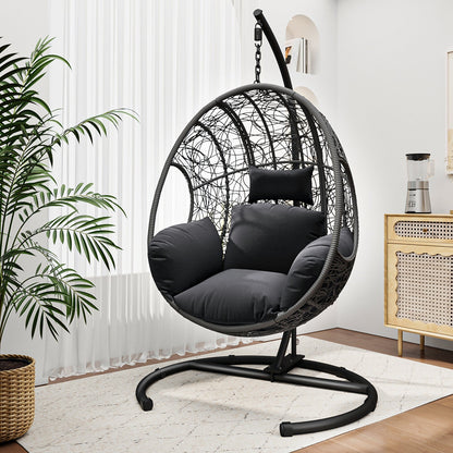 New Comming Outdoor Indoor PE wicker Swing Egg Chair Gray Color - 1st Choice Furniture Direct
