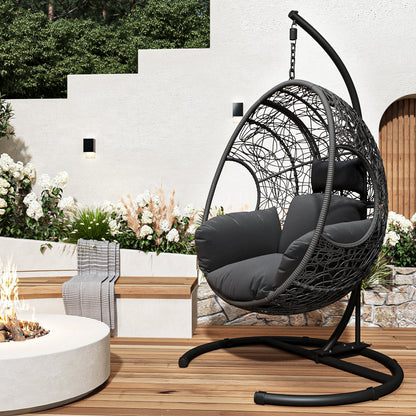 New Comming Outdoor Indoor PE wicker Swing Egg Chair Gray Color - 1st Choice Furniture Direct