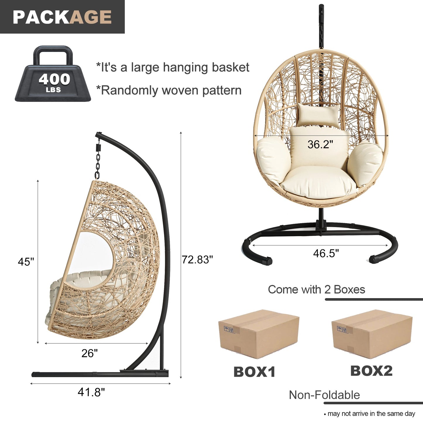 New Comming Outdoor Indoor PE wicker Swing Egg Chair Natural color - 1st Choice Furniture Direct