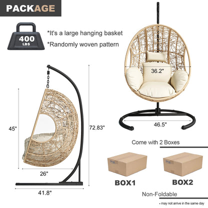 New Comming Outdoor Indoor PE wicker Swing Egg Chair Natural color - 1st Choice Furniture Direct