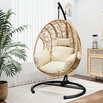 New Comming Outdoor Indoor PE wicker Swing Egg Chair Natural color - 1st Choice Furniture Direct