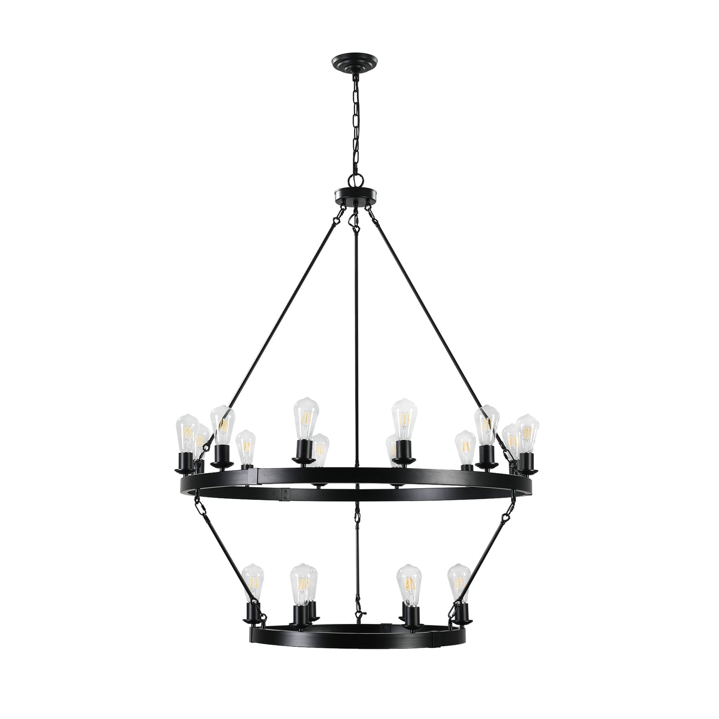 (NEW SKU:W1340P206659) Retro style Large 2 - Tier circular ceiling Ironwork chandelier - 1st Choice Furniture Direct