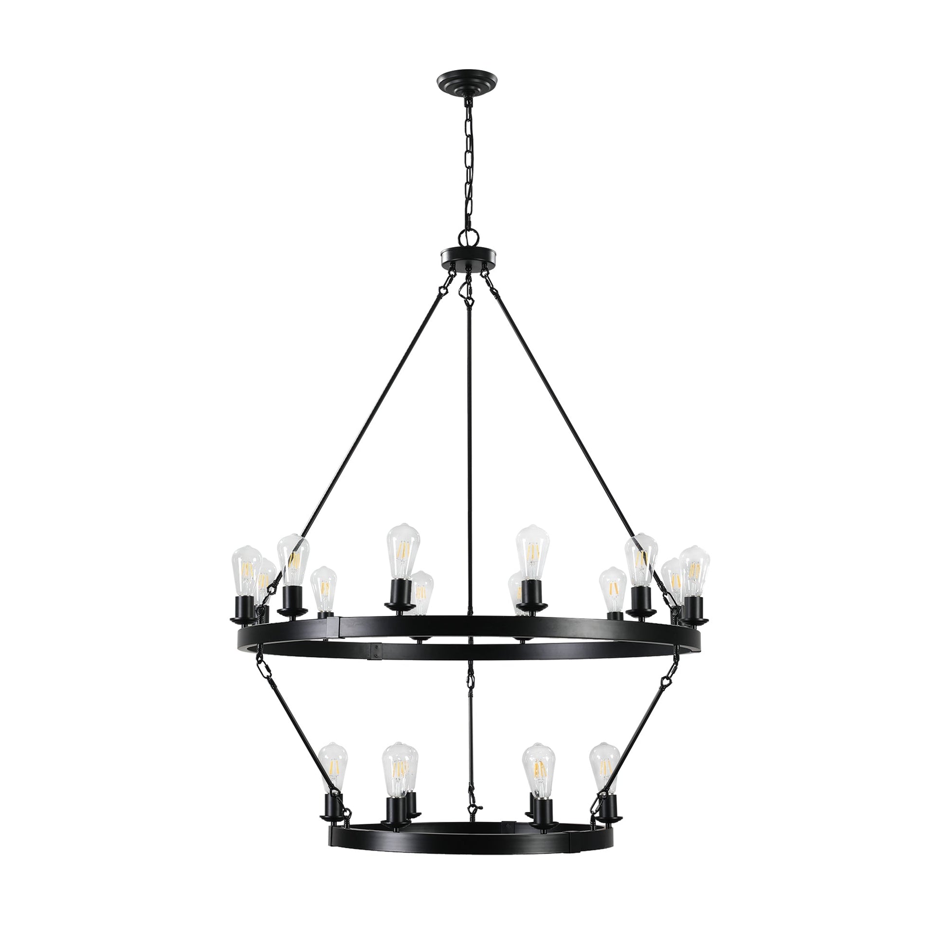 (NEW SKU:W1340P206659) Retro style Large 2 - Tier circular ceiling Ironwork chandelier - 1st Choice Furniture Direct